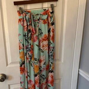 Floral Maxi Wide leg pant with Tie Waist